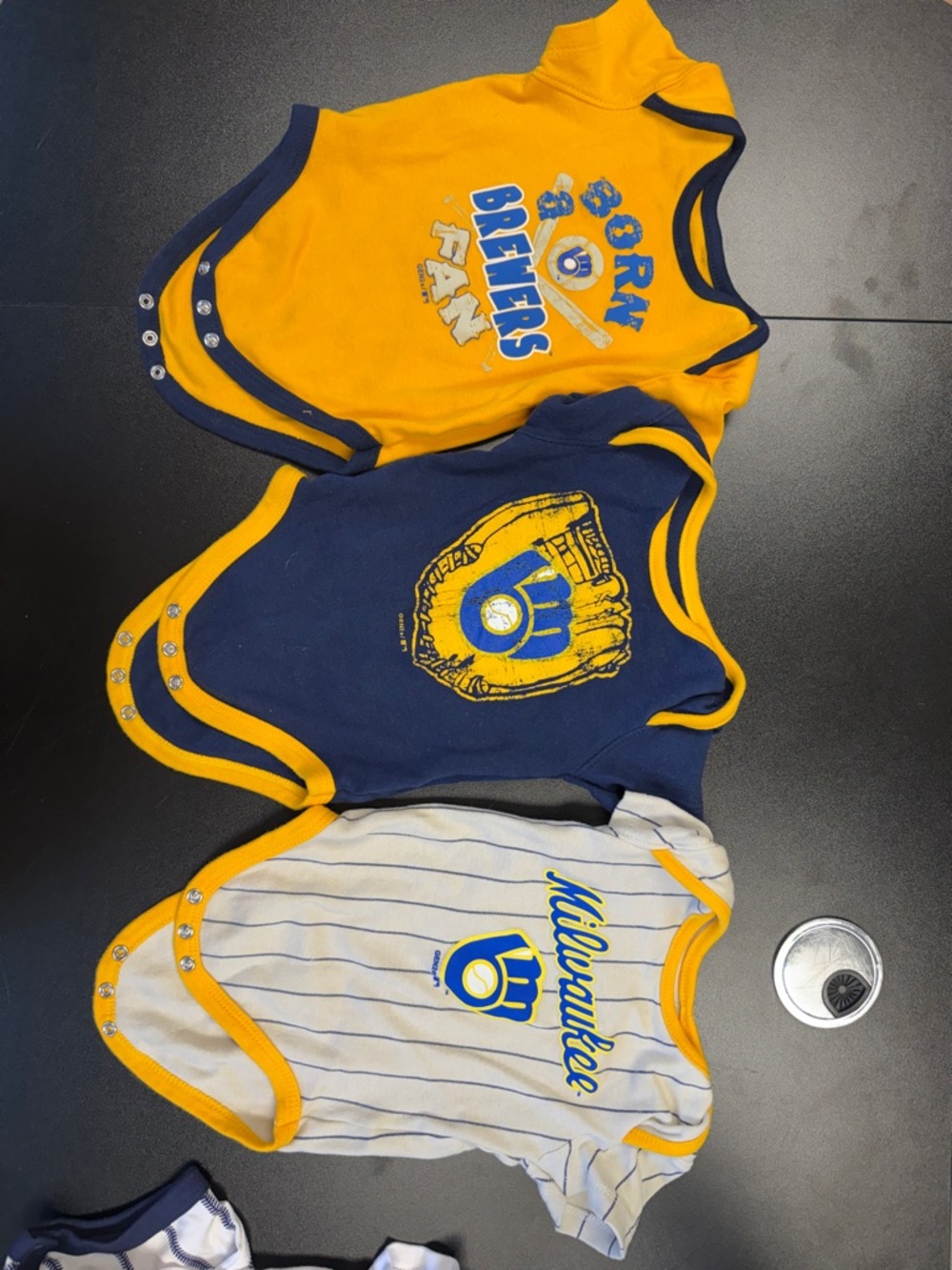Milwaukee Brewers Infant Bodysuit Set - Navy, Gold, White